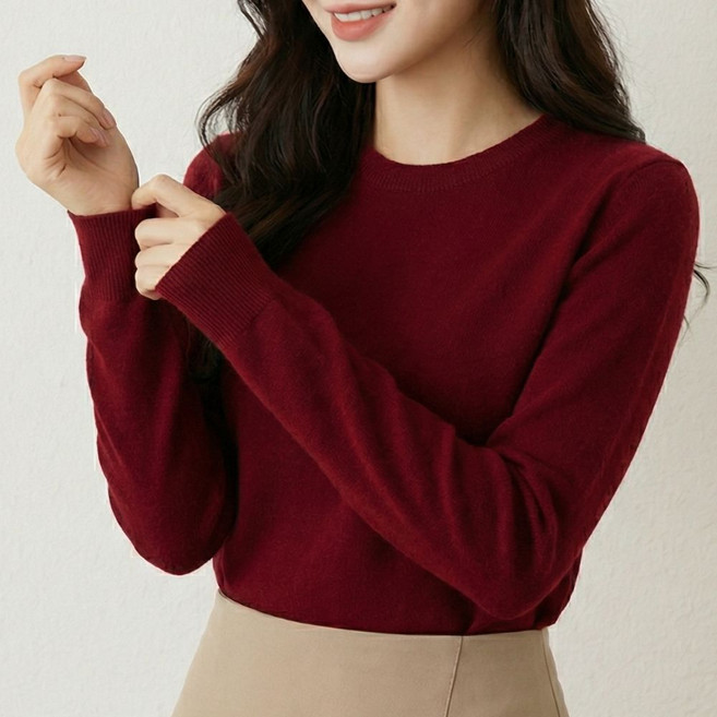 소프트터치 여성 라운드넥 긴팔 니트 데일리 비스코스 니트