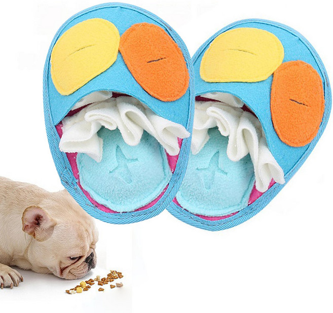 다미타니 반려견 노즈워크 신발 장난감 슬리퍼 숨숨이 매트 2개 세트 OCZ0850, 블루