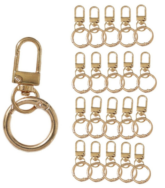 열쇠키링 열쇠고리 20개입, 1세트, 원터치고리 골드