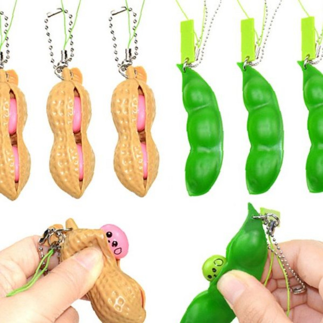 채소 견과류 모형 휴대폰 줄 장식 액세서리 스트레스 해소 짜기 놀이 감각 자극, 1개, 땅콩