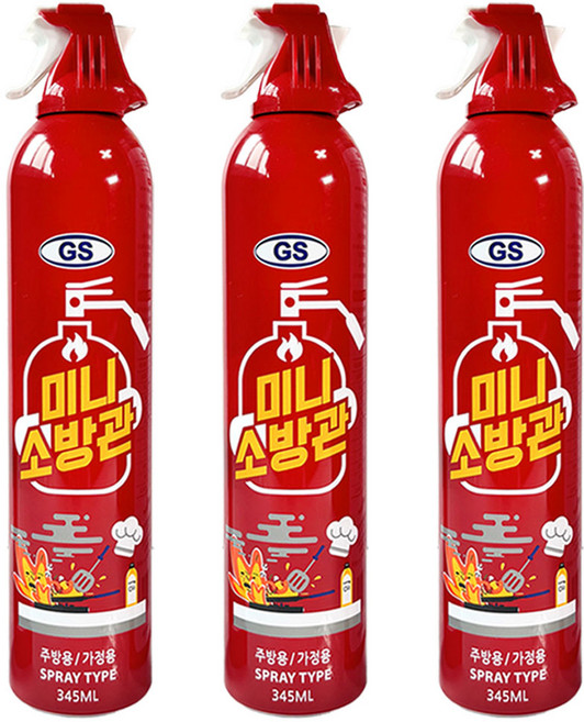 한국소방 미니소방관 차량용 소화기, 345ml, 3세트, 345ml