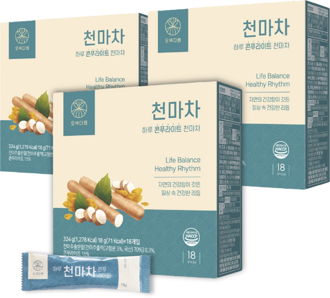 오색다원 하루 콘푸라이트 천마차, 3개, 18개입, 18g