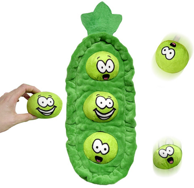 NUTRIVIO 애견장난감 발성 이갈이 삑삑이 봉제인형 분리불안 노즈워크 움직이는 고양이 강아지 장난감, 1개, 완두콩