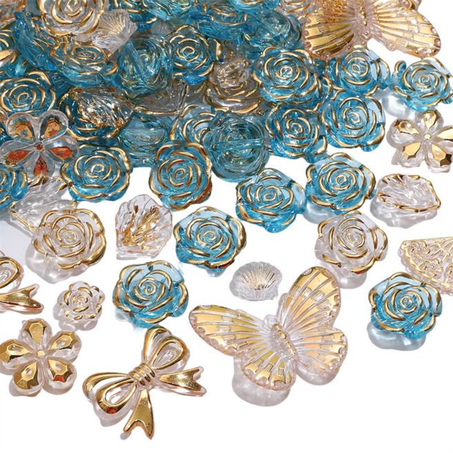 리리아트 나비 장미 꽃 믹스 비즈 50g 13색 데코덴 파츠