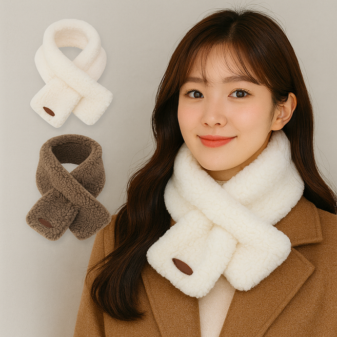 니즈백 양면 양털 페이크 에코 퍼 목도리 머플러
