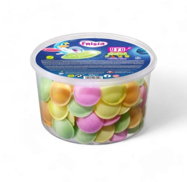 프리지아 UFO 사워 믹스 I 시트릭 웨이퍼 과일 맛 필링 포함 125g 44온스, Frisia Ufo Sour Mix I 시트릭 웨이퍼