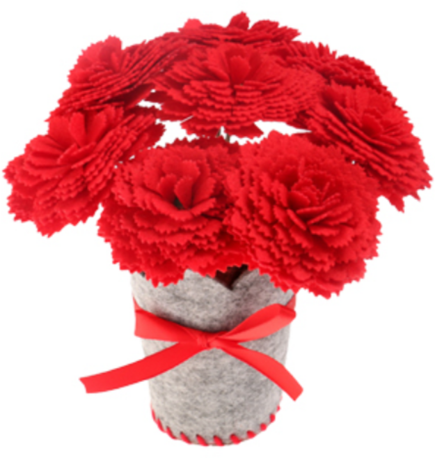 꽃화분만들기DIY 카네이션 해바라기 DIY키트 선물 감사 만들기 부직포 스승의날 펠트 미술수업, 1개