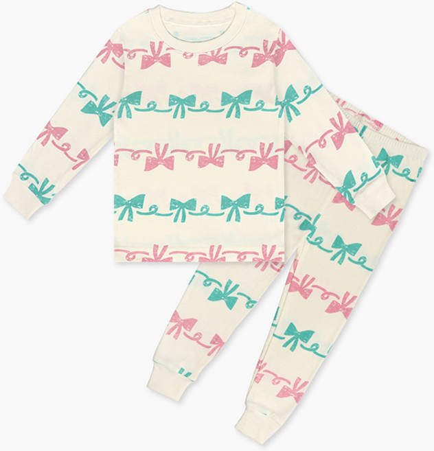 멜리스 국내생산 아동용 리본 30수 후라이스 실내복 9부내의 상하세트