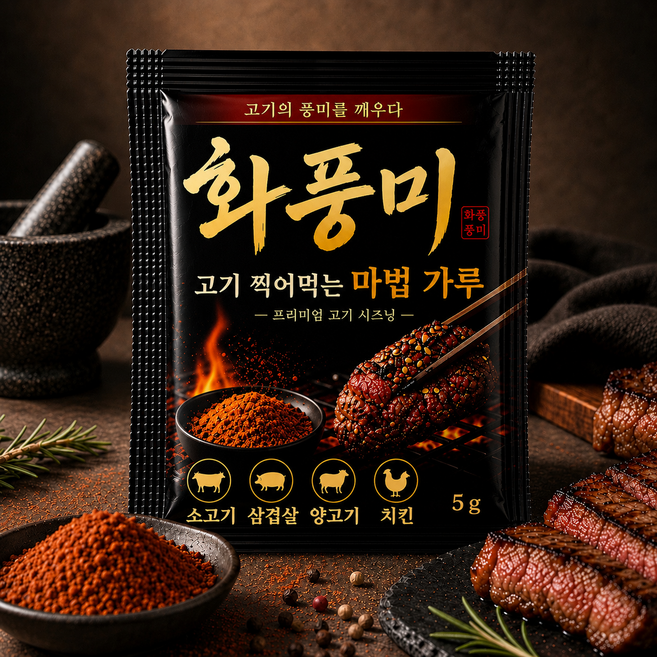 화풍미 찍어먹는 고기 시즈닝 양꼬치 쯔란 분말소스, 10개, 5g