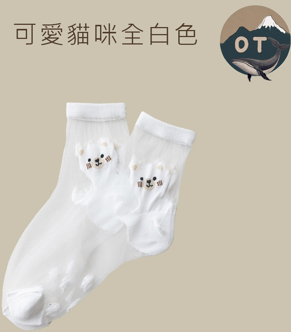 OT SHOP 女襪 日系花卉可愛刺繡透膚絲襪