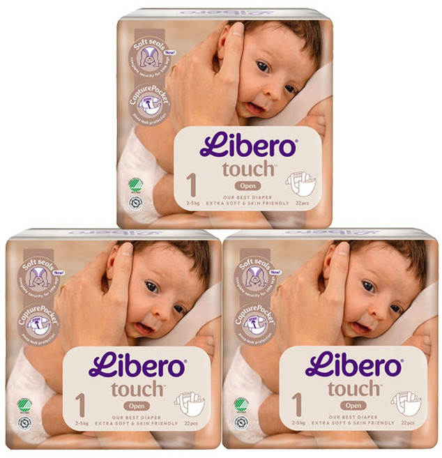 리베로 기저귀 터치 밴드형 1단계 22매 3팩, 66매