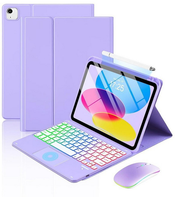 MePadKey Touchpad Keyboard Case for iPad A16 11th/10th Generation/Air 11 inch M4 M3 M2/Air 5th 4th, Purple