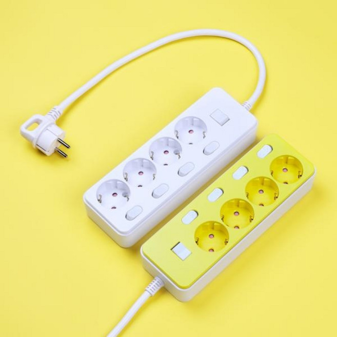 (아이정) 더좋은 멀티탭 개별 스위치 과부하차단 4구 50CM, 옐로우, 1개