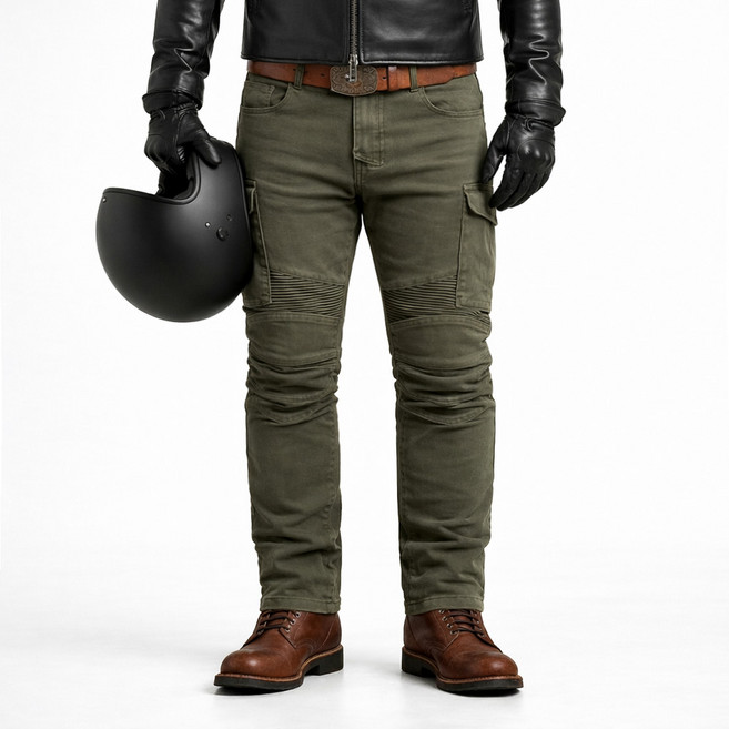 모토팬츠 바이크 팬츠 보호패드포함, 카키