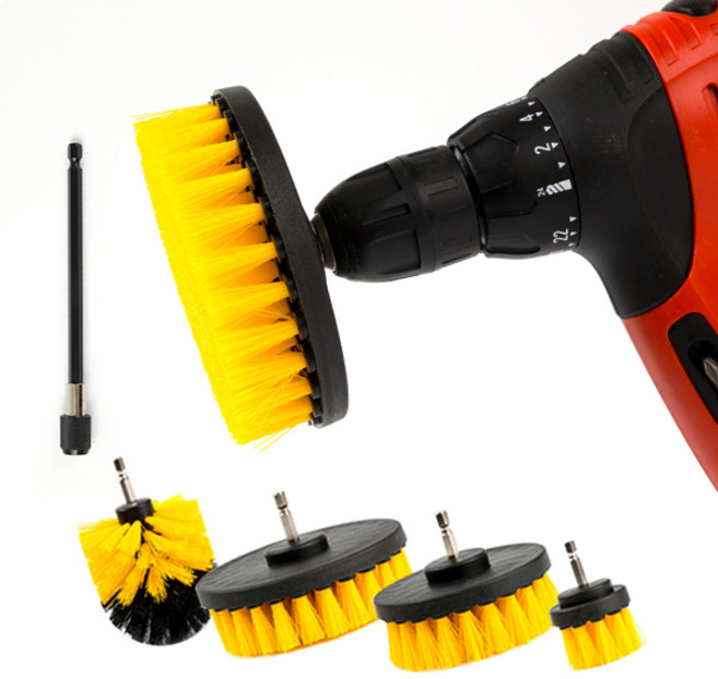 ZIO-BIZ 전동드릴 청소솔 4종 + 연장어댑터 / 전동드릴용 전동청소솔 청소도구 브러쉬 수세미 타일청소 바닥 화장실 욕실 변기 전동브러쉬 드릴브러쉬 전동청소솔 욕실청소솔, 1개