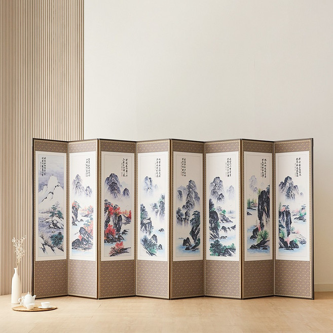 즐거운집 산수화 추사 8폭 병풍 혼합색상, 혼합, 1개