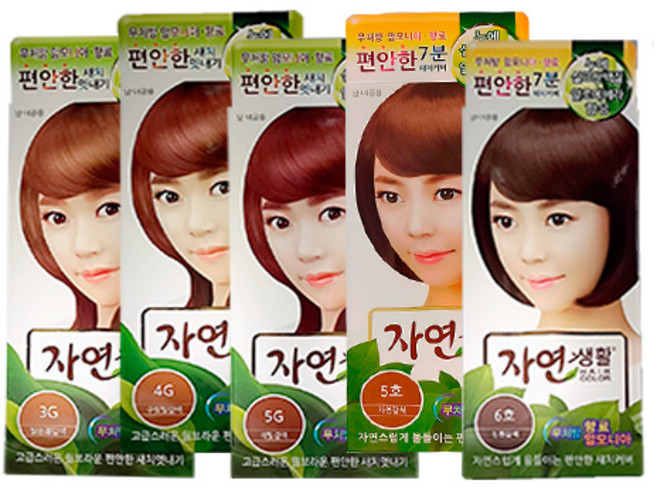 자연생활 헤어컬러 염색약 새치/멋내기, 5G 적빛갈색, 1개