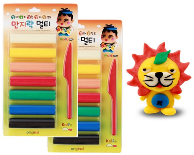 국산 7색 컬러 유토 2개 안굳는 만들기용 곡물 점토