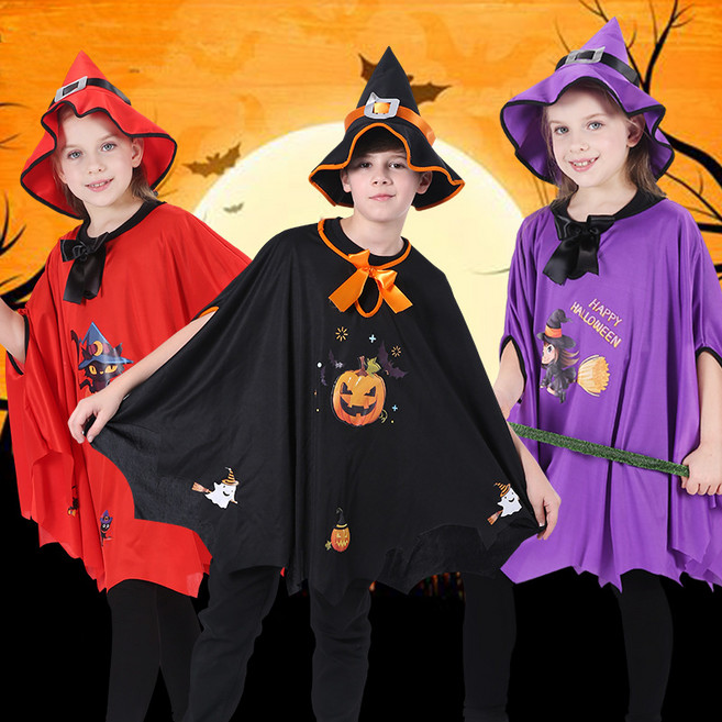 (당일출고) 어린이 할로윈 코스튬 남녀 공용 호박 망토 모자세트