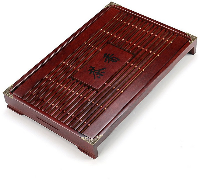 原木茶盤 功夫茶具 排水儲水兩用設計, 1個, 茶盤 茶香(暗紅色), 暗紅色