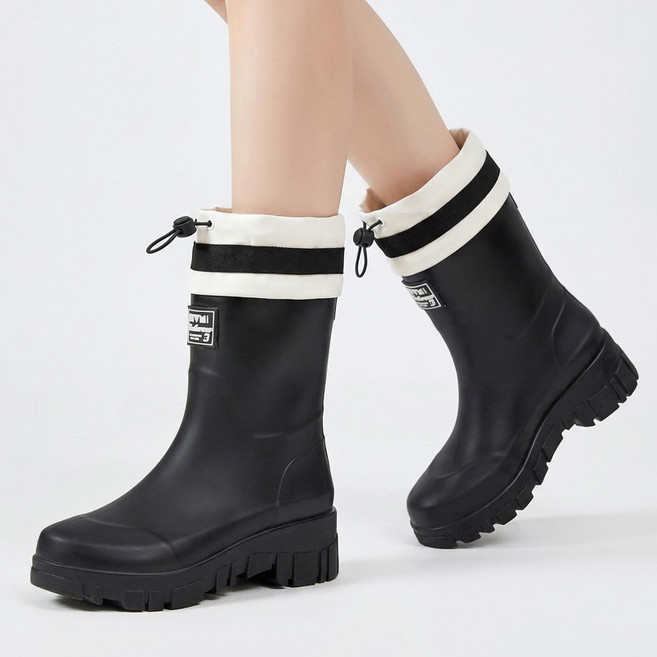 Modern Fashion 여성 발편한 레인부츠 스트링 장화 R13