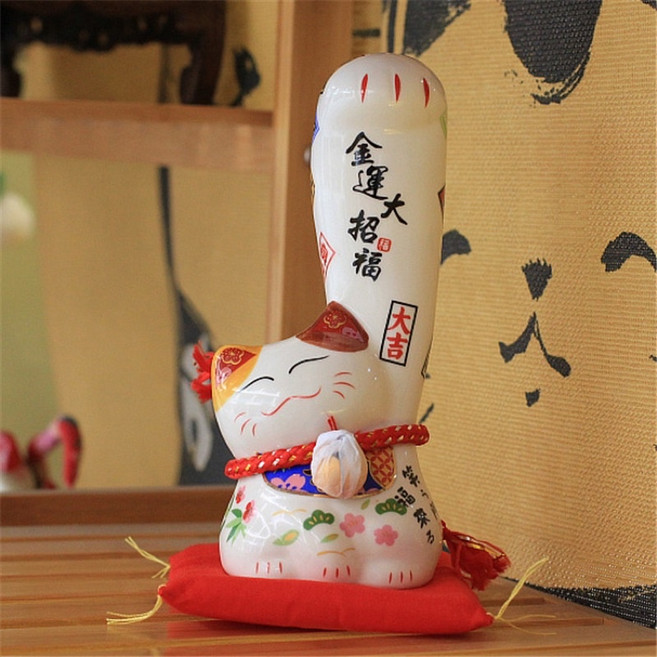 陶瓷招財貓存錢筒 開運招財擺飾 金運大招福 居家店面裝飾, 1個, 右手金運大招福
