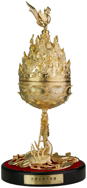 백제금동대향로 1/2 축소 재현품 국가무형문화재 장인 제작 청동 향로 고급 인테리어 장식