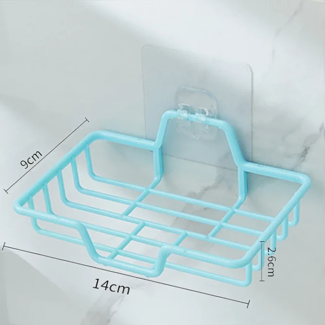 무료 펀칭 벽걸이 스티커 비누 스폰지 거치대 정리함 욕실 접시 후크 액세서리 이중 배수, 05 Type3 Blue