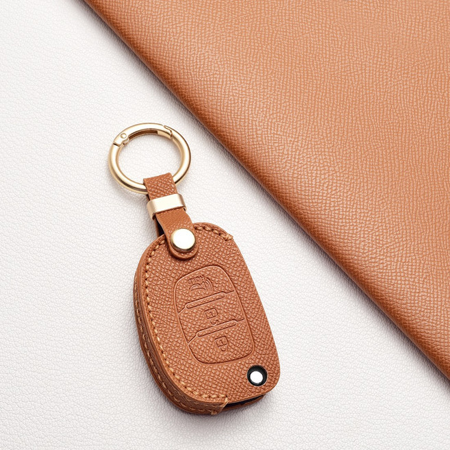 현대차 핸드그립 키케이스 - 방스크래치 내마모 / 베르나 액센트 카렌스 쏘렌토 투싼 싼타페 엘란트라 제네시스 아슬란 등 호환, 현대 Z3b 타입(3버튼), 샌드 브라운