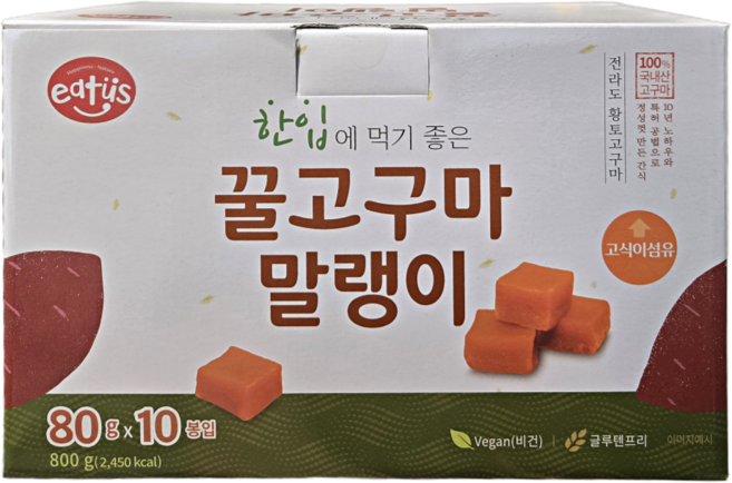 EATUS 한입 꿀 고구마말랭이, 10개, 80g