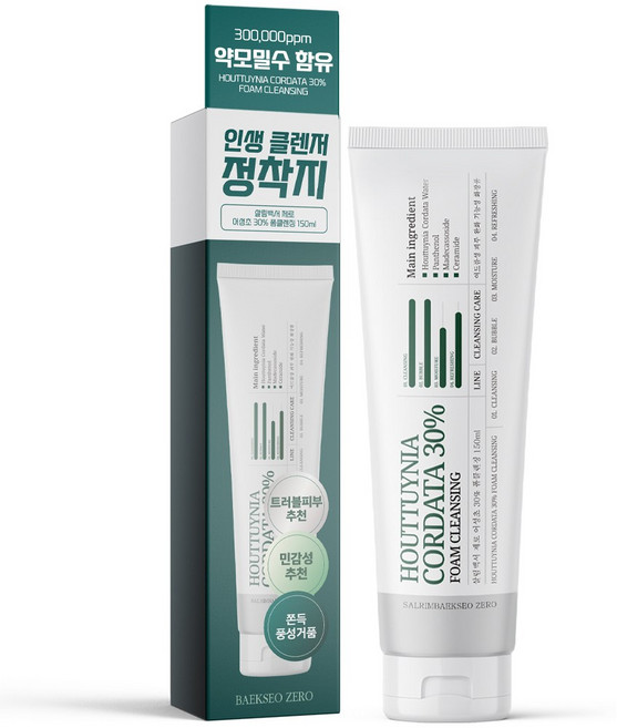 [여드름성 피부 완화] 살림백서 제로 어성초 30% 폼클렌징 150ml 저자극 약알칼리 클렌징폼 여성폼클렌징1위, 1개