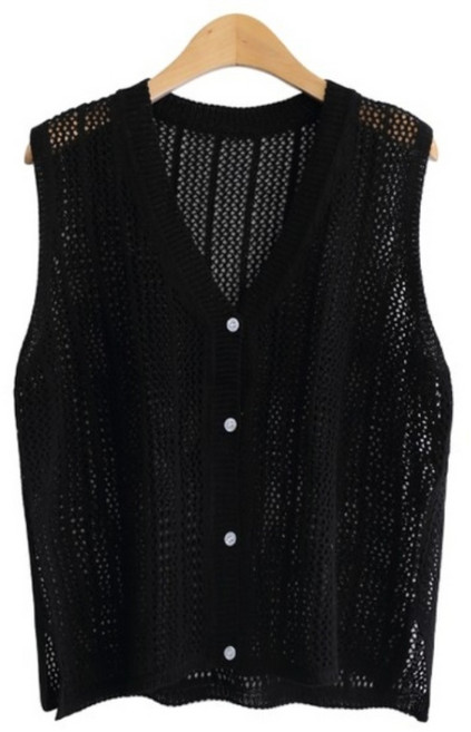 제니트 여성 오픈 단추 조끼 니트 베스트 예나박스조끼