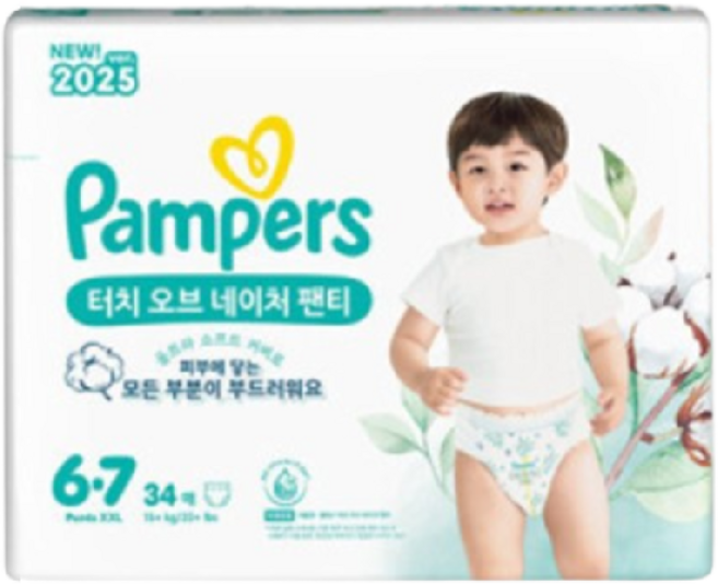 팸퍼스 NEW 터치오브네이처 팬티형 6단계 34매 X 3팩 (102매)