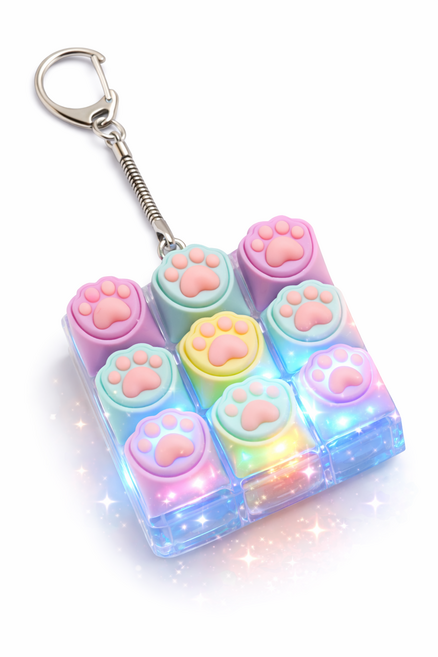 베스트한 LED 귀여운 고양이 발 키캡 키보드 9구, 파스텔, 1개