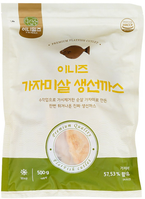 이니밀즈 흰살 통 순살 가자미 생선까스, 1개, 500g