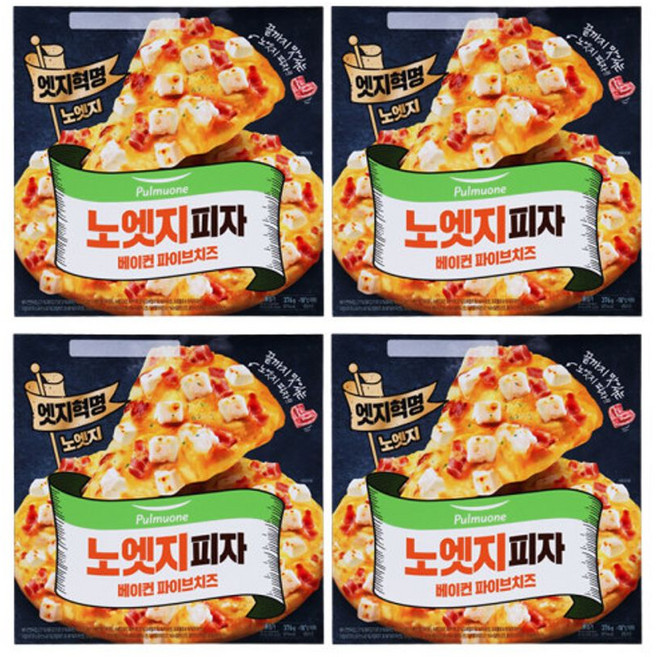 풀무원 피자 노엣지 베이컨 파이브치즈 X 4개, 376g