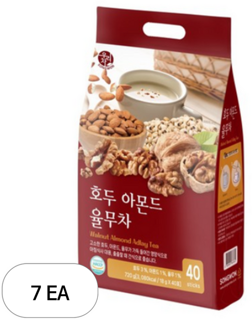우리차 호두 아몬드 율무차, 18g, 40개입, 7개