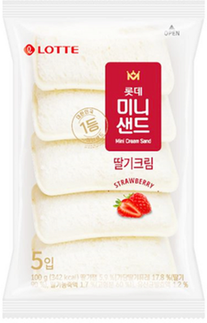롯데 미니딸기샌드, 5개, 100g