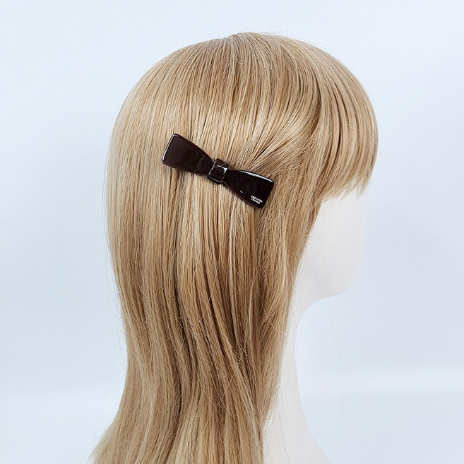 시크몽 프랑스핀 호피 글로시 귀요미 리본 6.5 cm 미니 자동핀