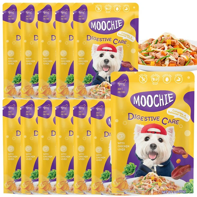 무치 독 강아지 주식 간식 휴먼그레이드 습식 파우치, 12개, 85g, 닭 - 쿠팡