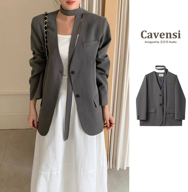 Cavensi 飄帶雙釦西裝外套