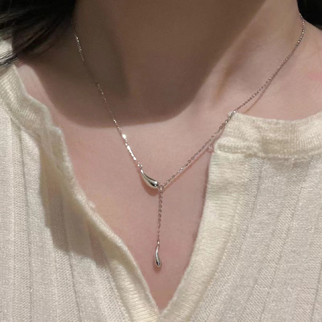 길이조절 물방울 롱 드롭 체인 목걸이