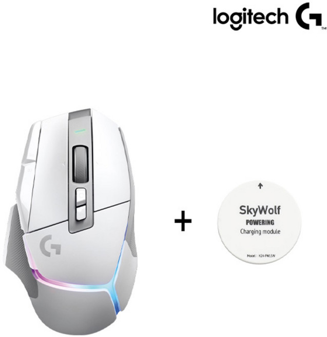 로지텍 G502 X PLUS 무선 게이밍 마우스 화이트 + 스카이울프 파워링 화이트, 단품, 단품