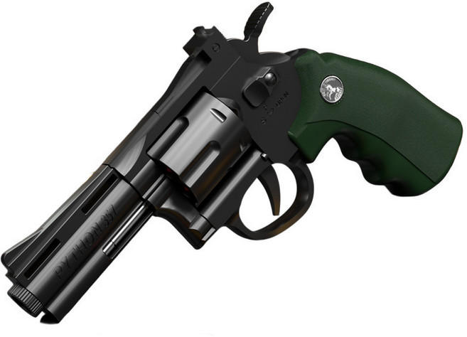 左輪軟彈槍 連發軟彈槍 拋殼左輪軟彈槍 ZP5 左輪連發軟彈槍 軟彈發射器 手動連發軟彈槍 拋殼軟彈槍 拋殼連發軟彈, 中款B 黑綠色, 1個