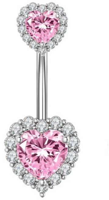 N3 雙愛心肚臍環 醫用鋼 兩頭可拆式