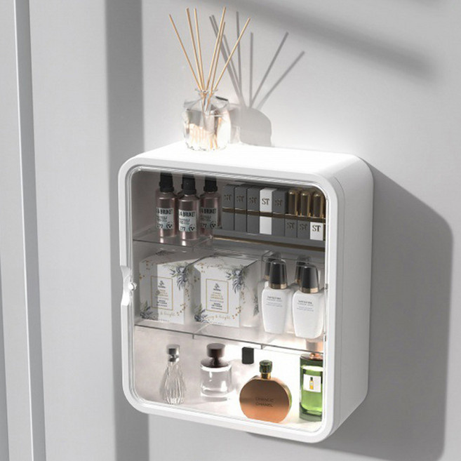 HK.sell 루고 벽걸이 화장품 향수 정리함, 화이트, 1개