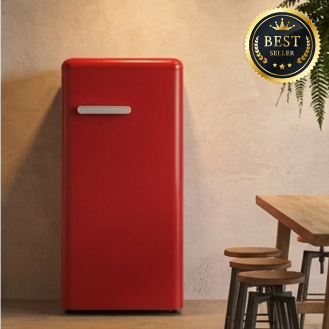 COOLM 1등급 프리미엄 빈티지 냉장고 미니 레트로냉장고 소형 음료수냉장고 업소용 가정용 쇼케이스 사무실 원룸, 72L, 애플레드