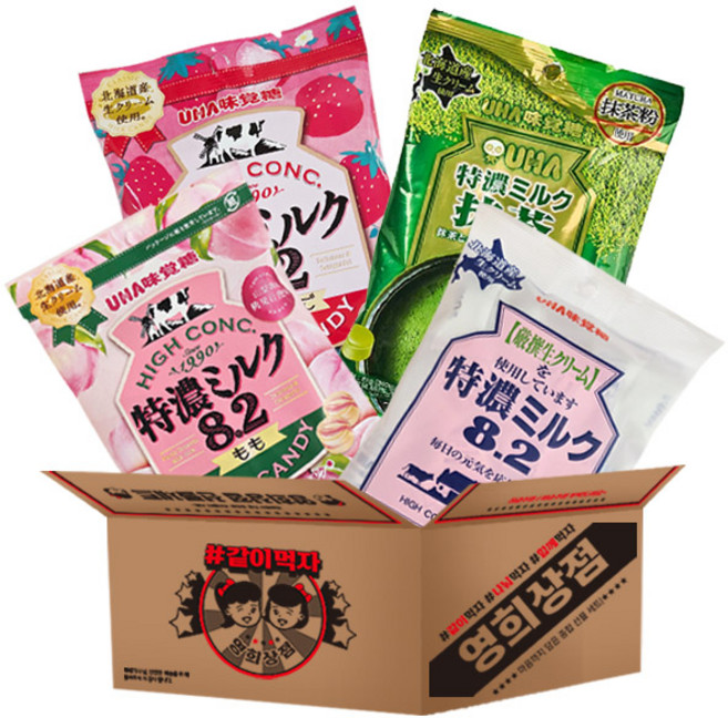 유하미카쿠토 토쿠노밀크캔디+밀크마차캔디+밀크딸기캔디+밀크모모캔디 혼합 대용량 사무실 간식, 1개, 322g