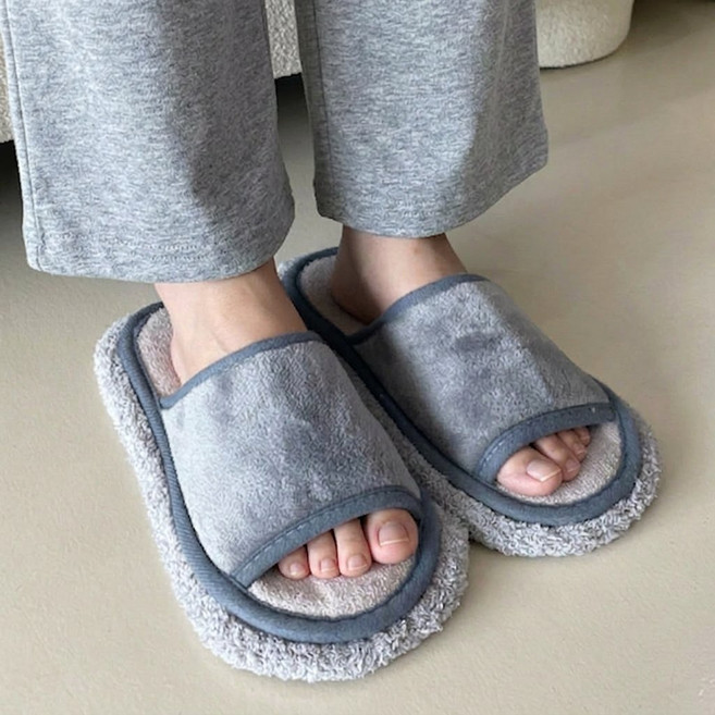 딜라이트홈 타이디 극세사 청소슬리퍼 걸레슬리퍼 청소걸레 바닥걸레, 오픈형 무드그레이, 1개