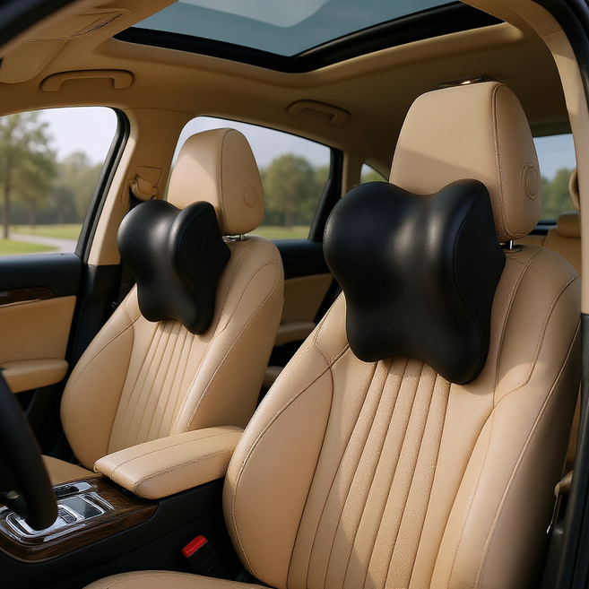 제피드 자동차 차량용 메모리폼 목쿠션, 2개, 블랙